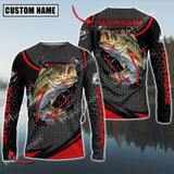 Maxcorners Largemouth bass Fishing Sport Jersey Personalized Name Long Sleeve Shirt