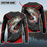 Maxcorners Stripped Bass Fishing Sport Jersey Personalized Name Long Sleeve Shirt