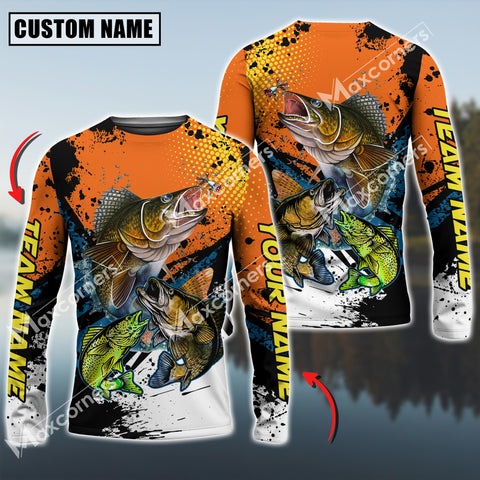 Maxcorners Walleye Fishing Sport Jersey Personalized Name Long Sleeve Shirt