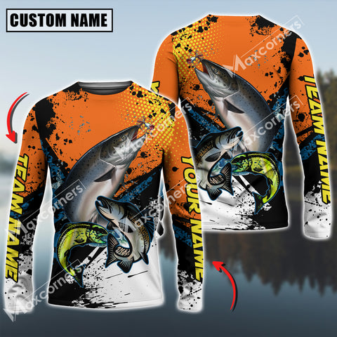 Maxcorners Chinook Fishing Sport Jersey Personalized Name Long Sleeve Shirt