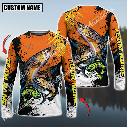 Maxcorners Trout Fish Fishing Sport Jersey Personalized Name Long Sleeve Shirt