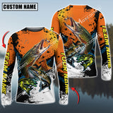 Maxcorners Pike Fishing Sport Jersey Personalized Name Long Sleeve Shirt