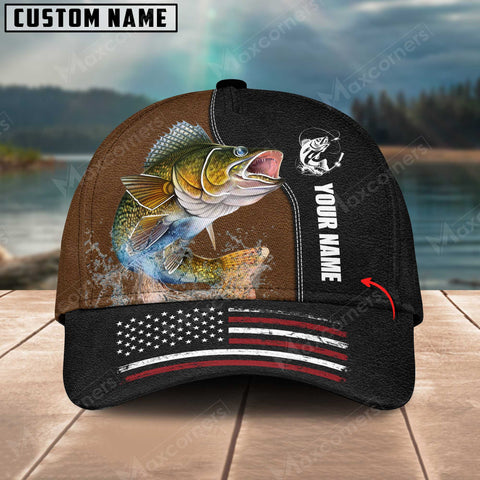 Maxcorners Personalized Walleye Fishing Pattern Classic 3D Cap