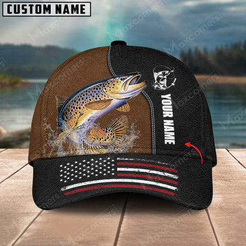 Maxcorners Personalized Trout Fishing Pattern Classic 3D Cap