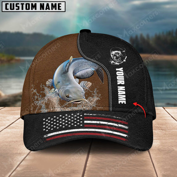 Maxcorners Personalized Catfish Fishing Pattern Classic 3D Cap