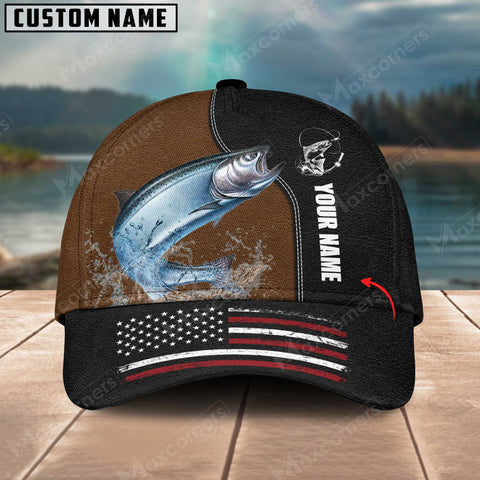 Maxcorners Personalized Salmon Fishing Pattern Classic 3D Cap