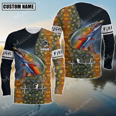 Maxcorners Trout Fishing Sport Jersey Personalized Name Long Sleeve Shirt