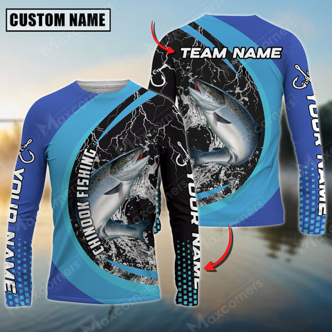 Maxcorners Chinook Fishing Jersey Sport Pattern Sun Protection Personalized Name, Team Name 3D Shirts