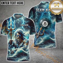 Maxcorners Ball 8 Dominate The Lanes With Poseidon Power Billiard Jersey Multicolor Options Personalized Name, Team Name 3D Polo Shirt