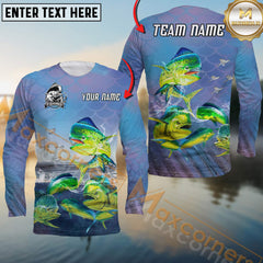 Maxcorners Mahi-Mahi Fishing Legendary Catch Sun Protection Personalized Name, Team Name 3D Long Sleeve Shirt