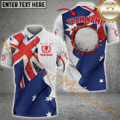 Maxcorners Golf Australia Flag Fireball Style Customized Name, Team Name 3D Unisex Shirt