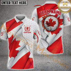 Maxcorners Golf Canadian Flag Fireball Style Customized Name, Team Name 3D Unisex Shirt