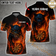Maxcorners Darts Flaming Panther Personalized Name, Team Name Shirt