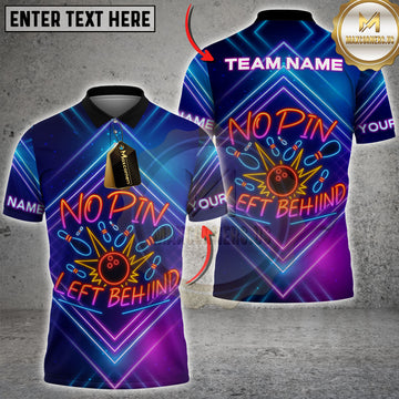 Maxcorners Bowling No Pin Left Behind With Neon Style Personalized Name 3D Unisex Shirt