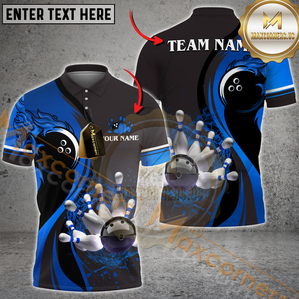 Maxcorners Bowling Golden Splash Multicolor Customized Name, Team Name 3D Shirts