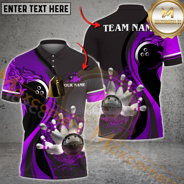 Maxcorners Bowling Golden Splash Multicolor Customized Name, Team Name 3D Shirts