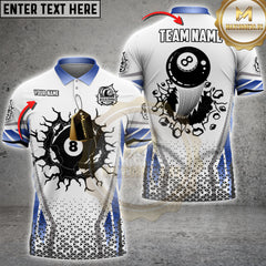 Maxcorners Billiards White & Gold 8-Ball Multicolor Customized Name, Team Name 3D Shirt