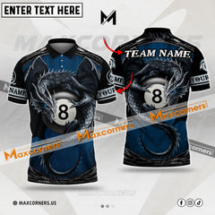 Maxcorners Billiard Dragon 8-Ball  Multicolor Options Personalized Name, Team Name 3D Polo Shirt