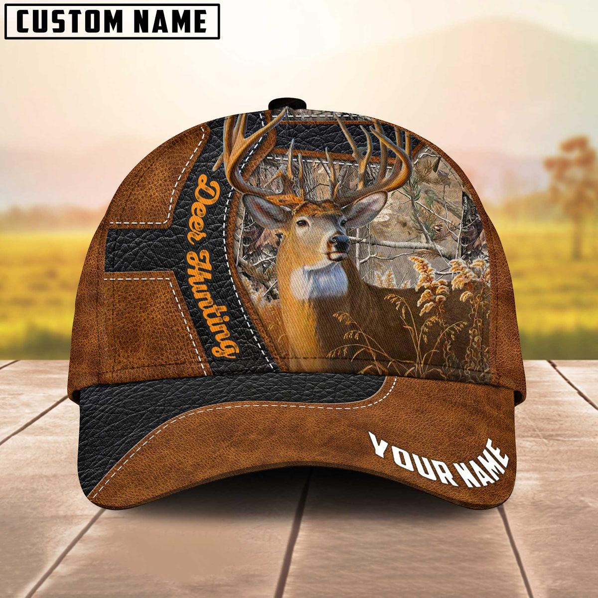 Maxcorners Majestic Deer Hunting Multicolor Personalized Name 3D Cap