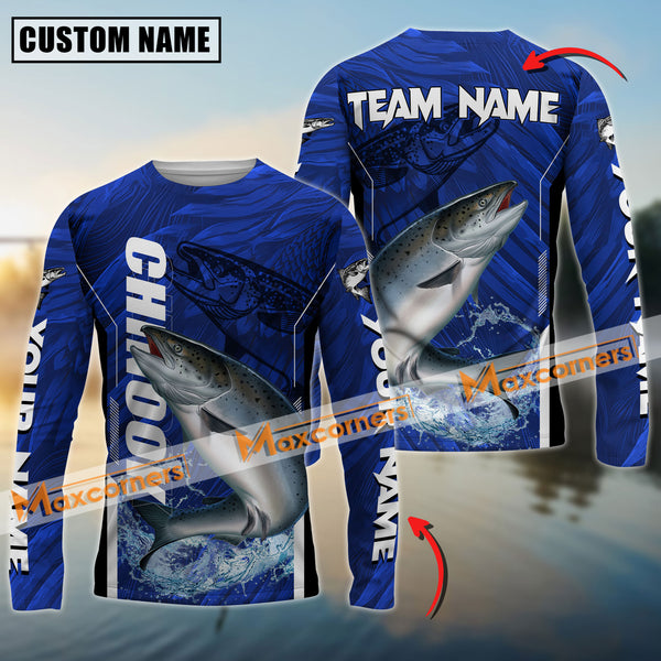 Maxcorners Chinook Fishing Jersey Tournament Sun Protection Personalized Name, Team Name Long Sleeve Shirt