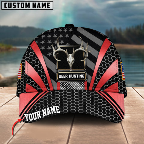 Maxcorners Deer Hunting Hexagon Pattern Multicolor Personalized Name 3D Cap