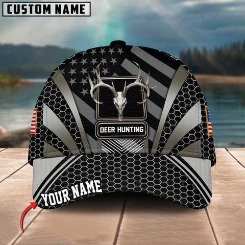 Maxcorners Deer Hunting Hexagon Pattern Multicolor Personalized Name 3D Cap