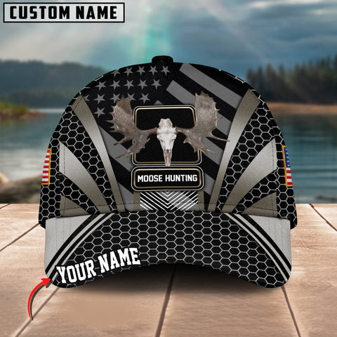 Maxcorners Moose Hunting Hexagon Pattern Multicolor Personalized Name 3D Cap