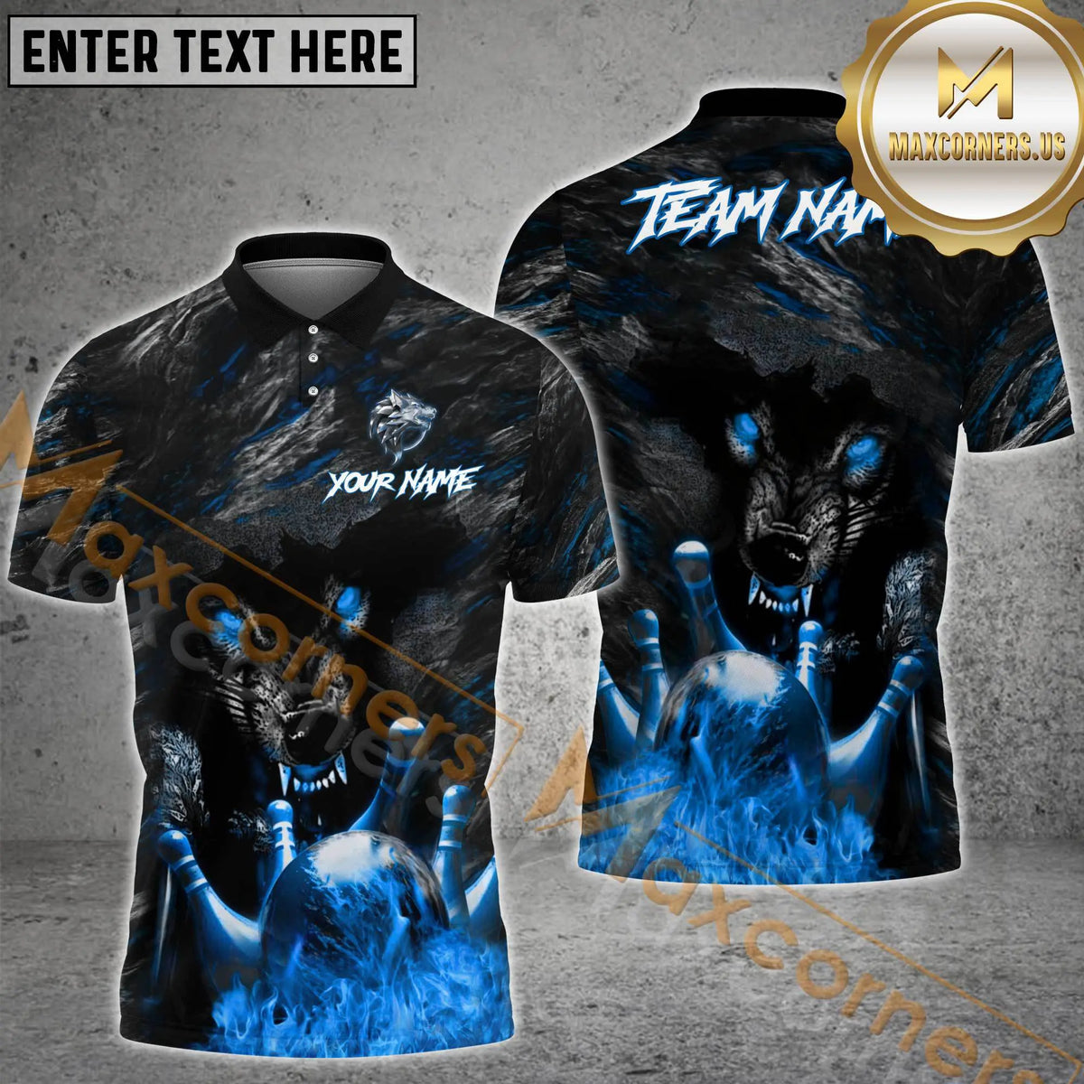 Maxcorners Werewolf Crack Flame Bowling Jersey Multicolor Option Customized Name, Team Name 3D Shirt