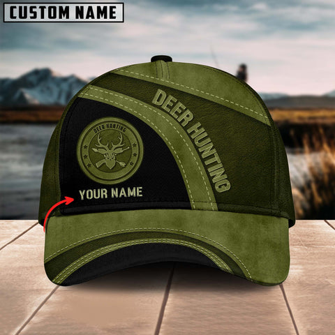 Maxcorners Deer Hunting Leather Pattern Multicolor Personalized Name 3D Cap