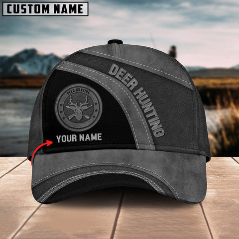 Maxcorners Deer Hunting Leather Pattern Multicolor Personalized Name 3D Cap