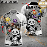 Maxcorners Funny Panda Pool Champion Billiard Jersey Customized Name, Team Name 3D Polo Shirt