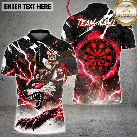 Maxcorners Darts Thunder Wolf Lightning Multicolor Customized Name, Team Name 3D Shirt (4 Colors)