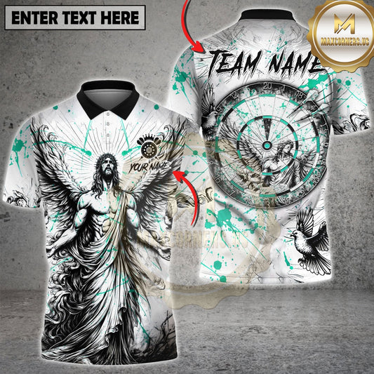 Maxcorners Darts Angel Cross Splash Multicolor Customized Name, Team Name 3D Shirt (4 Colors)