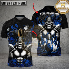 Maxcorners Bowling Gorilla Strike Multicolor Customized Name, Team Name 3D Shirts