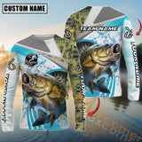 Maxcorners Bass Fishing Blue Water Sport Jersey Personalized Name, Team Name Long Sleeve Shirt