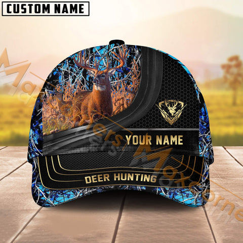 Maxcorners Camouflage Deer Hunting Hexagon Pattern Multicolor Personalized Name 3D Cap