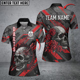 Maxcorners Personalized 3D All Over Print Skull And Roses Custom Darts Shirts For Women Darts Jerseys |Red