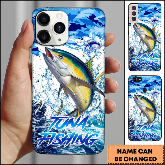 Maxcorners Tuna Fishing Blue Ocean Splash Art Personalized Name 3D Phone Case