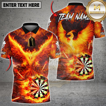 Maxcorners Darts Flaming Phoenix Dartboard Multicolor Customized Name, Team Name 3D Shirt