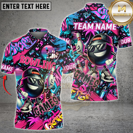 Maxcorners Bowling Graffiti Ball Character Personalized Name 3D Unisex Shirt