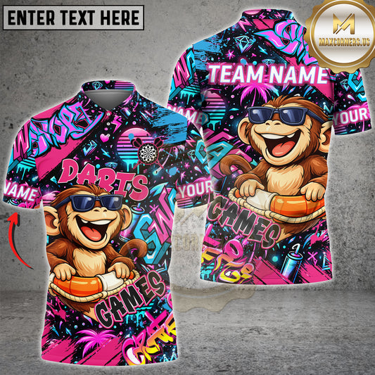 Maxcorners Darts Graffiti Cool Monkey Character Personalized Name 3D Unisex Shirt