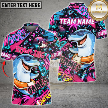 Maxcorners Bowling Graffiti Cool Dolphin Character Personalized Name 3D Unisex Shirt