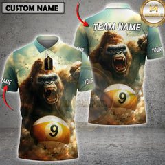 Maxcorners Gorilla 8-Ball Fury Billiard Jersey Personalized Name, Team Name 3D Shirt