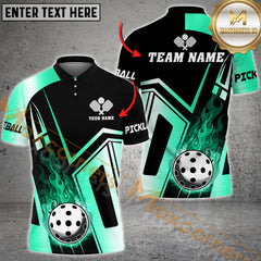 MaxCorners Pickleball Ball Fire Flame Personalized Name, Team Name 3D Shirt
