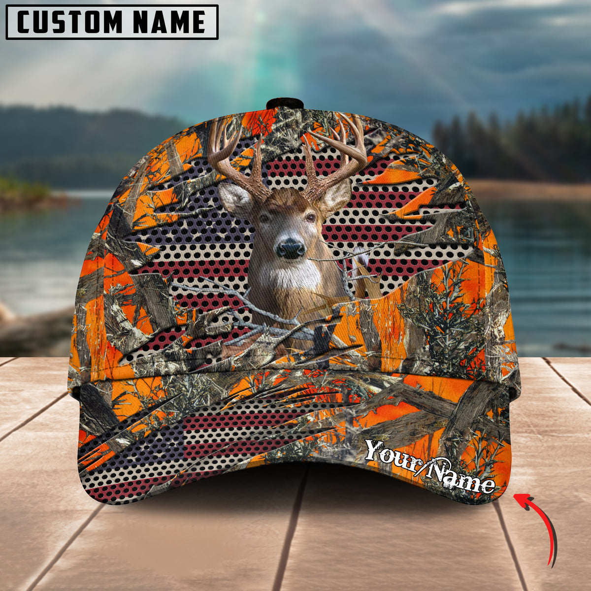 Maxcorners Deer Hunting Personalized Name 3D Cap (2 colors)