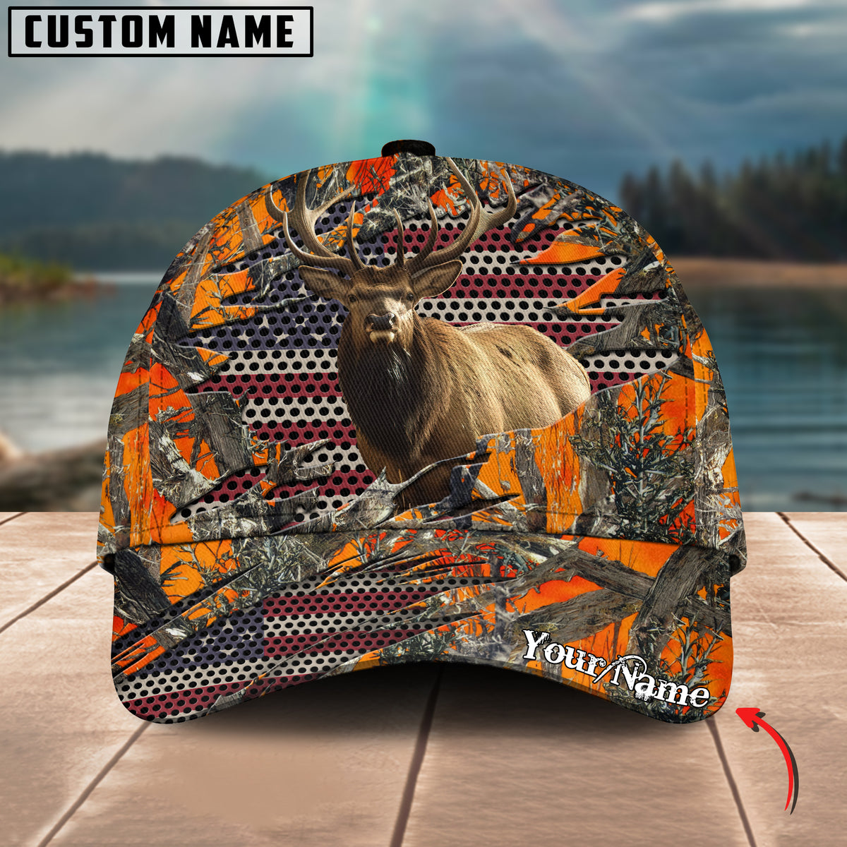 Maxcorners Elk Hunting Personalized Name 3D Cap (2 colors)