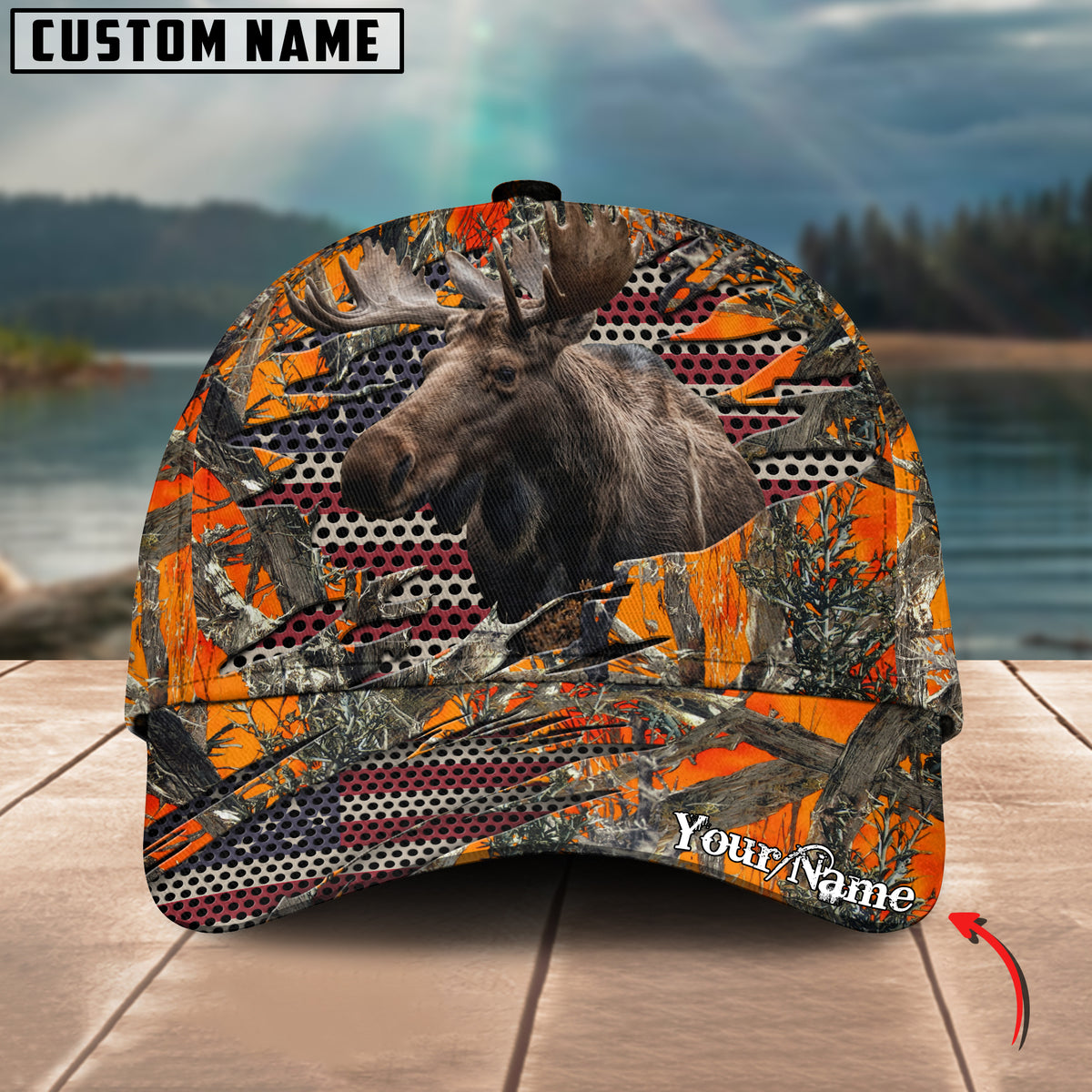 Maxcorners Moose Hunting Personalized Name 3D Cap (2 colors)