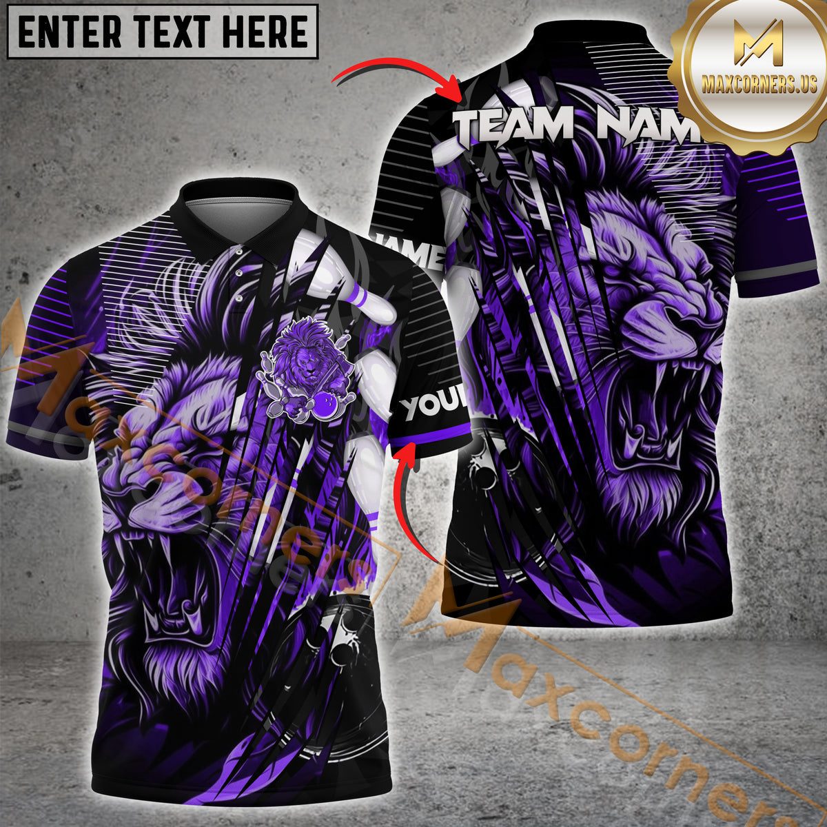 Maxcorners Lion Ball Flame Bowling Jersey Multicolor Options Personalized Name, Team Name 3D Shirt