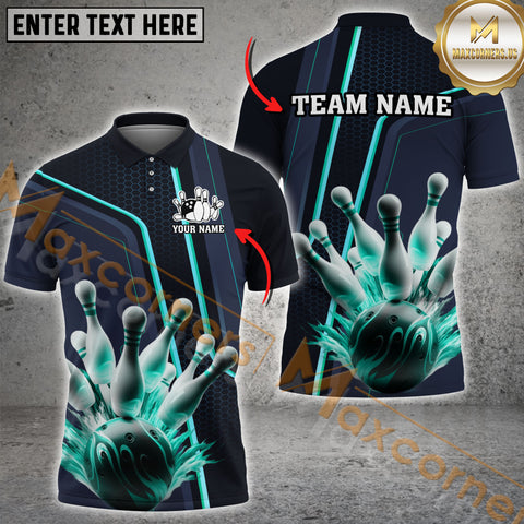 Maxcorners Digital Hexagon Pattern Bowling Jersey Multicolor Options Personalized Name, Team Name 3D Shirt