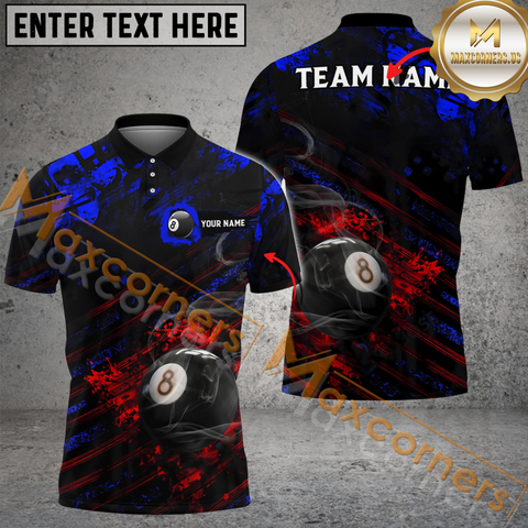 Maxcorners Ball 8 Balance Grunge Billiard Jersey Personalized Name, Team Name 3D Polo Shirt